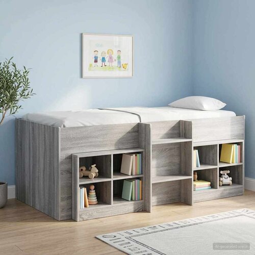  Kreveta za visoko spavanje djece 2 pcs Siva Sonoma 90 x 200 cm Slike