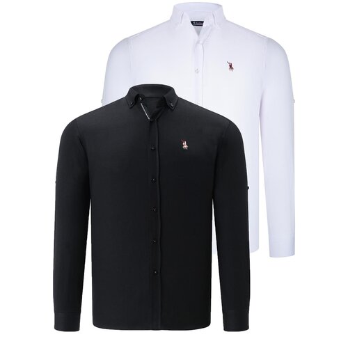 Dewberry DUAL SET G674 MENS SHIRTS-WHITE-BLACK Cene