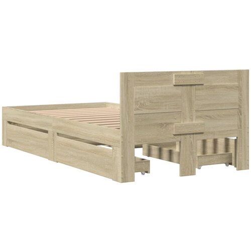  Okvir za krevet s uzglavljem boja hrasta 100x200 cm drveni Slike