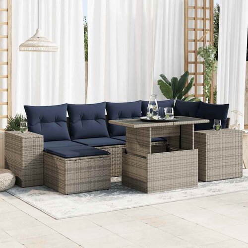 vidaXL 9-dijelni set vrtnih sofa poliratan i bagrem s jastucima sivi Cene