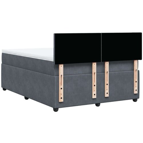 VidaXL Krevet s oprugama i madracem tamnosivi 140x200 cm bar&amp;scaron;unasti Slike