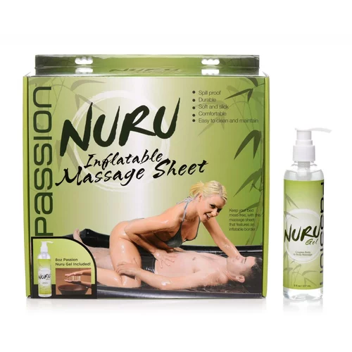 Passion Lubricants Rjuha z napihljivimi robovi Nuru + masažni gel