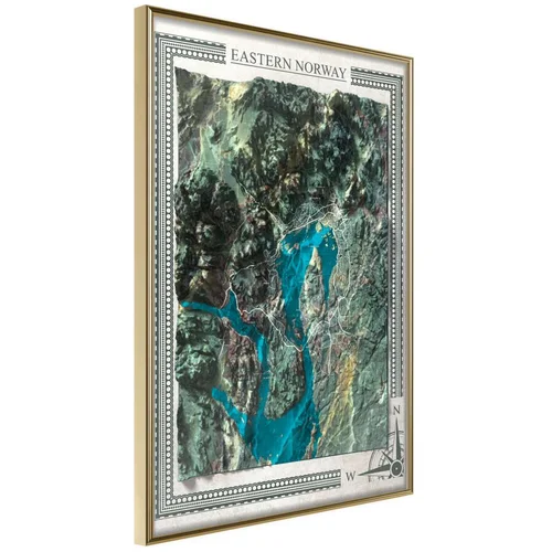  Poster - Raised Relief Map: Eastern Norway 20x30