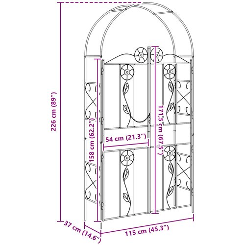  Vrtni Luk Jednobojno Zelena 115 x 37 x 226 cm Slike