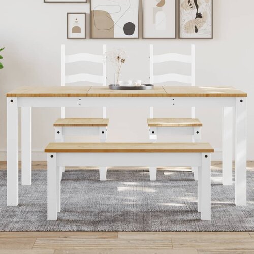 vidaXL Jedilna miza Panama bela 160x80x75 cm trdna borovina Cene