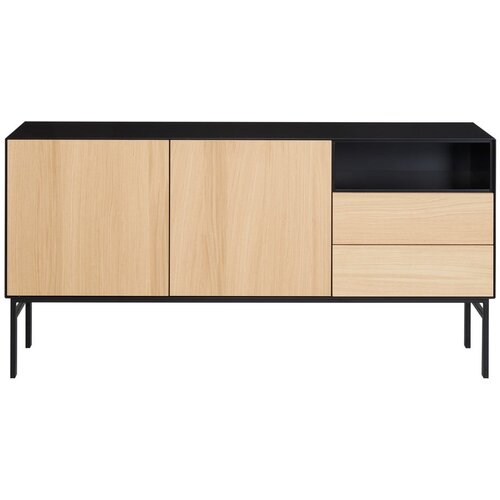 Hammel Furniture crna niska komoda u dekoru hrasta 180x89 cm Edge by Hammel Slike