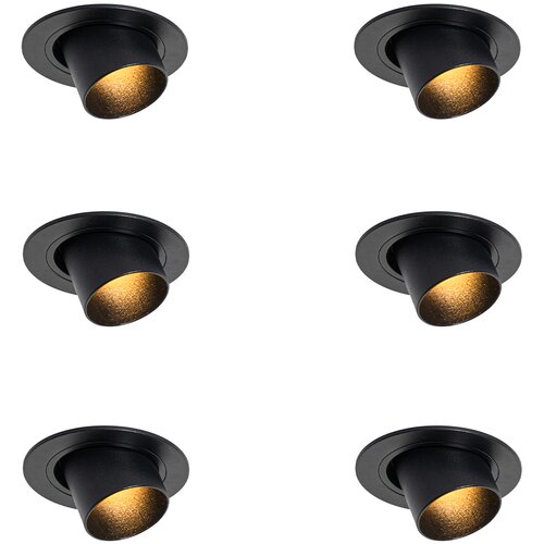 QAZQA Set van 6 inbouwspots zwart GU10 35mm rond kantelbaar - Installa Cene