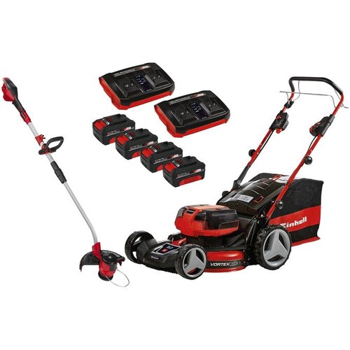 Einhell set Akumulatorska kosilica GE-CM 36/47 S HW Li (4x4,0 Ah) + trimer GE-CT 36/30 Li E Cene