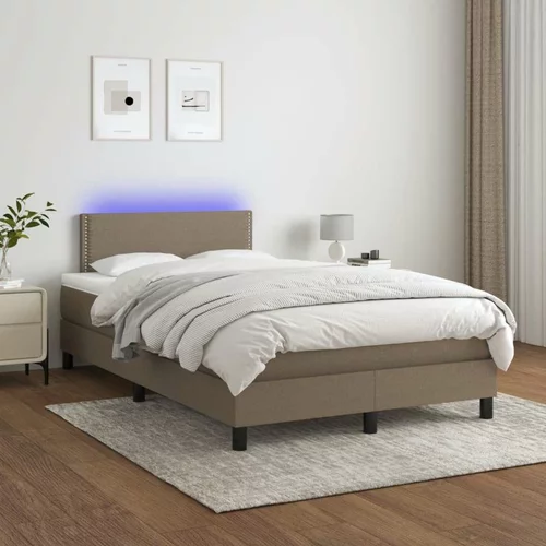  Box spring postelja z vzmetnico LED taupe 120x200 cm blago, (20723483)
