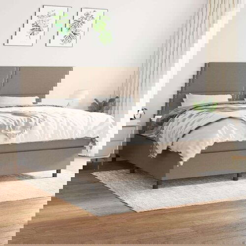  Krevet s oprugama i madracem smeđesivi 180x200 cm tkanina Slike