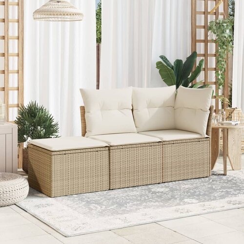  Vrtni tabure s jastukom bež 55 x 55 x 37 cm od poliratana Slike