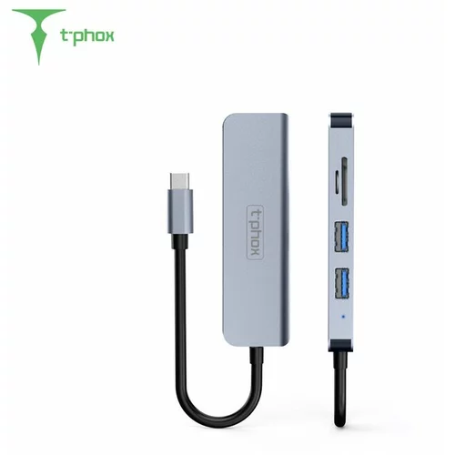 T-phox Adapter multiport 5in1 iz USB-C na USB-C, 3xUSB-A, HDMI
