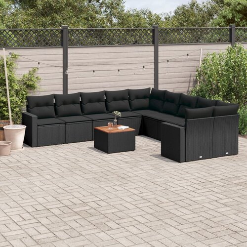  11-dijelni set vrtnih sofa od poliratana s jastucima crni Cijene