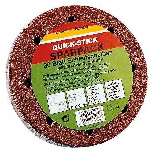KWB Quick-Stick set brusnih papira 150 GR60-180, 25/1 | drvo-metal, alu-oksid Slike