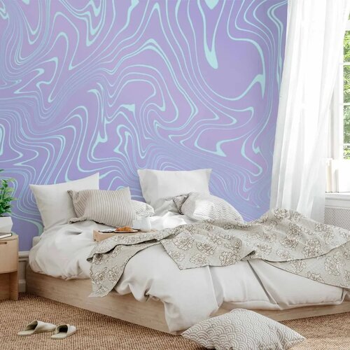  Foto tapeta - Sea Abstraction - Intriguing Composition of Wavy Shapes in Shades of Blue 343x256 Slike