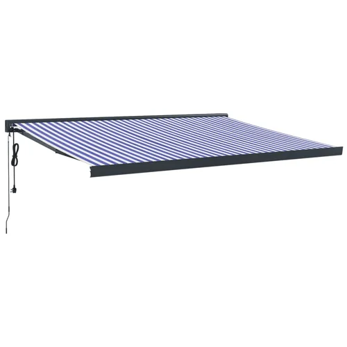 vidaXL Zložljiva tenda modra in bela 4x3 m blago in aluminij, (20760175)