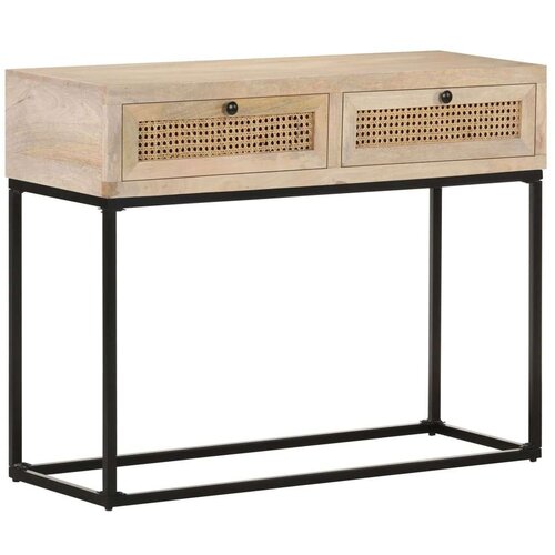 vidaXL Konzolni stol 100x35x76 cm masivno drvo manga i prirodna trska Cijene