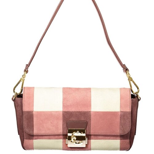 Coccinelle C-Me Lock ženska kožna torba s karo uzorkom 24x12x6 cm roza Slike