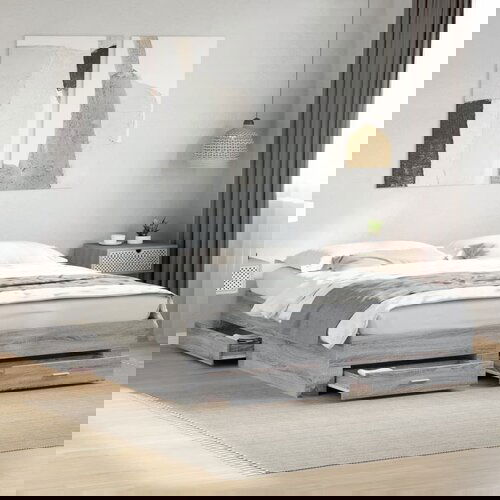 Furnova Posteljni okvir s predali siva sonoma 200x200 cm inženirski les, (21933924) Slike