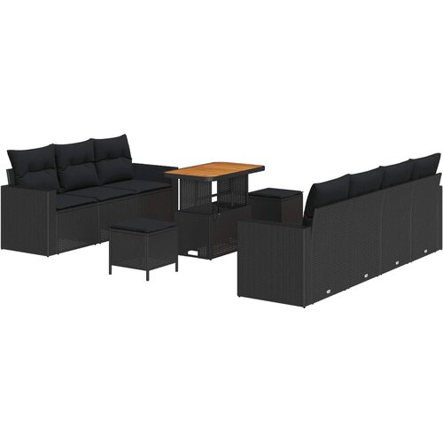  Sjedeća garnitura za vrt 10 kom. Crna poliratan 90 x 55 x 71 cm Slike