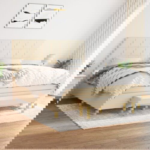  The Living Store Box spring postelja z vzmetnico krem 180x200 cm blago - Box Spring Postelja, (21496666) Slike