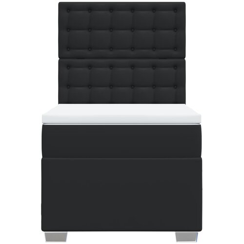  Krevet box spring s madracem crni za jednu osobu umjetna koža Slike
