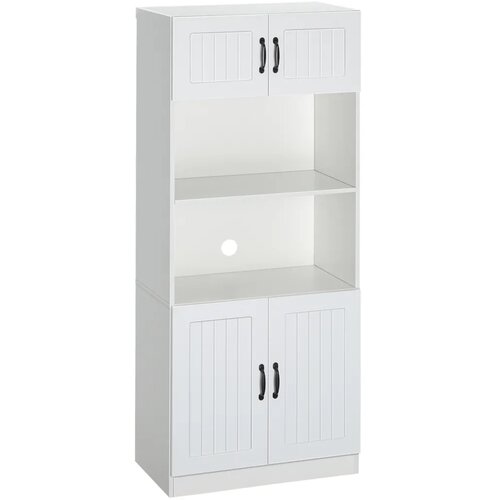  Kuhinjski ormarić kuhinjska kredenca seoski stil 2 ormarića 2 police 70 cm x 40 cm x 170 cm bijela + crna Slike