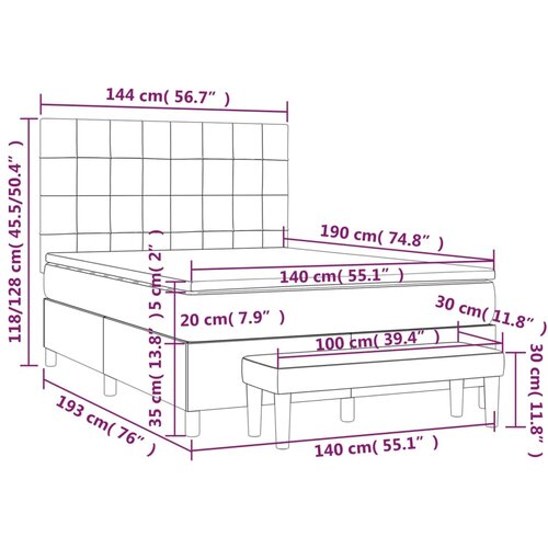  s oprugama i madracem svjetlosivi 140x190 cm od tkanine Slike