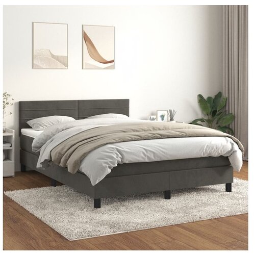 Box spring posteljni z vzmetnico temno siv 140x190 cm žamet Cene