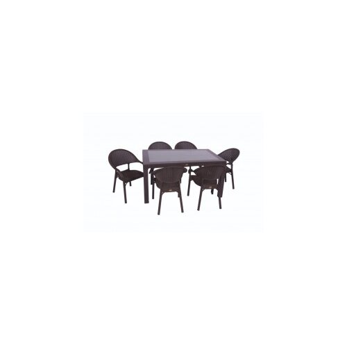  Bastenski set bambu 6 stolice i sto 150x90 sa staklom braon Cene