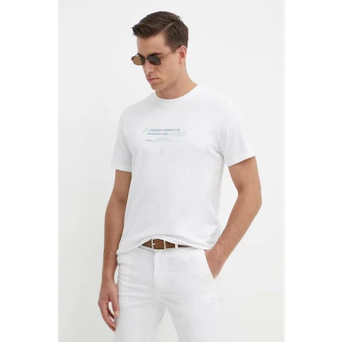 PepeJeans Bombažna kratka majica CINTHOM moška, bela barva, PM509369