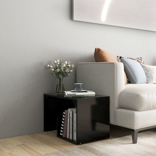 The Living Store Stranska mizica črna 59x36x38 cm iverna plo&amp;scaron;ča - Stranska Mizica, (21421445) Slike