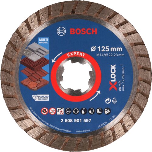 Bosch expert multimaterial x-lock dijamantska rezna ploča od 125 x 22,23 x 2,4 x 12 mm 2608901597 Cene