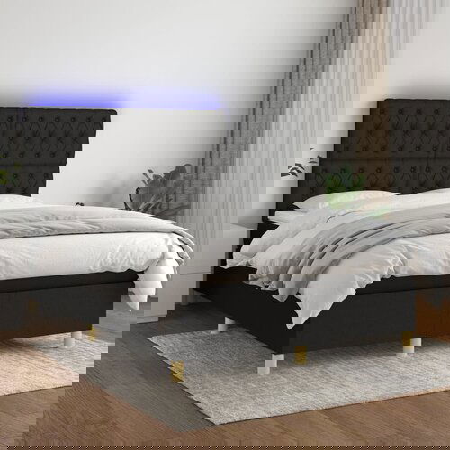 The Living Store Box spring postelja z vzmetnico LED črna 140x190 cm blago - Box Spring Postelja, (21516590) Slike
