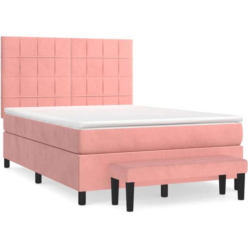VidaXL Krevet s oprugama i madracem ružičasti 140x190 cm bar&amp;scaron;unasti Slike