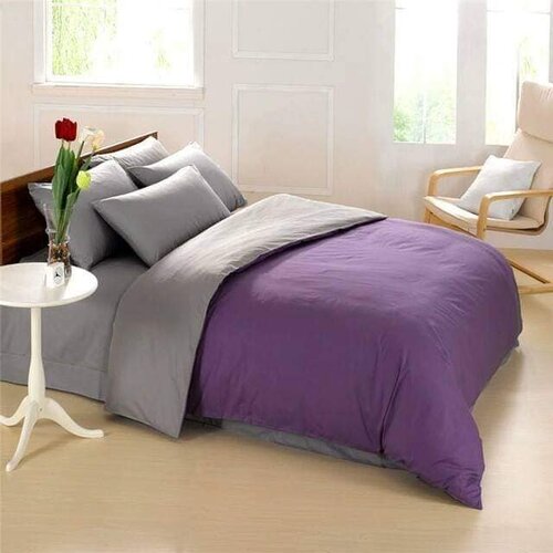  posteljina za bračni krevet ljubičasto-siva Cene