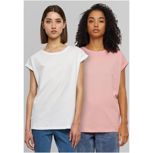 Urban Classics Women&amp;#039;s T-shirt Extended Shoulder Tee - 2pcs - pink+white Slike