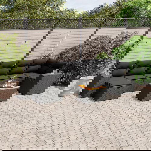 vidaXL 8-dijelni set vrtnih sofa od poliratana s jastucima crni Cijene