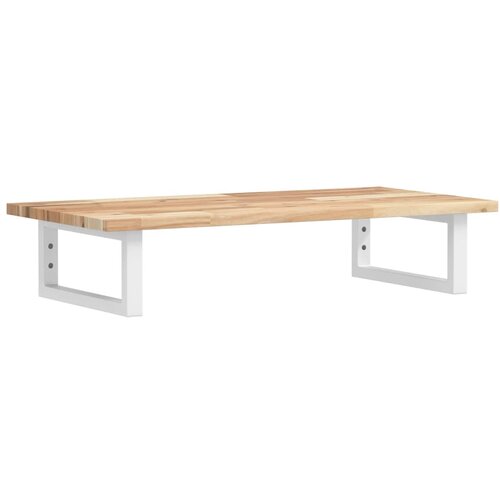  Zidna polica za umivaonik od čelika i masivnog bagremovog drva Smeđa 100 x 40 x 2 cm Slike