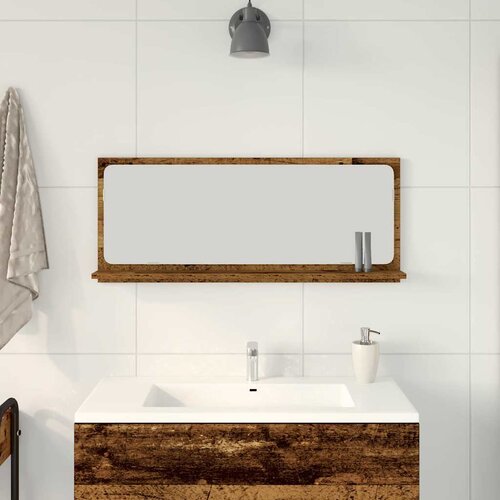  Ogledalo Polica Staro drvo 90 x 10,5 x 37 cm Konstruirano drvo Slike