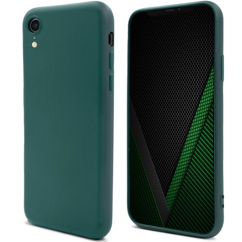 MOOZY Lifestyle slog. Zasnovan za iPhone XR, temno zelen - tekoči silikonski ovitek z mat površino in mehko podlogo iz mikrovlaken, (21029718) Cene