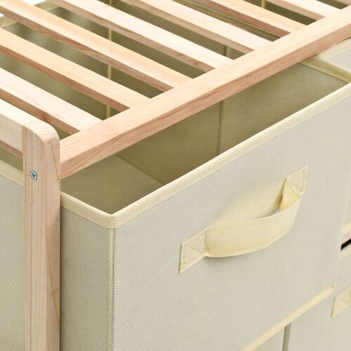 vidaXL 246439 Storage Rack with 6 Fabric Baskets Cedar Wood Beige Cene