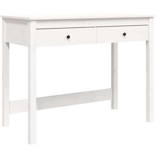 Maison Chic Pisalna miza - pisarni&amp;scaron;ka miza - Računalni&amp;scaron;ka miza s predali bela 100x50x78 cm trdna borovina, (21785223) Slike