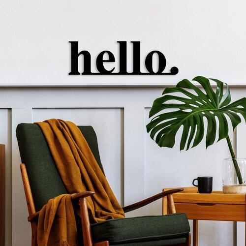 Wallity Zidna dekoracija Hello, 70x21cm, Crna Slike