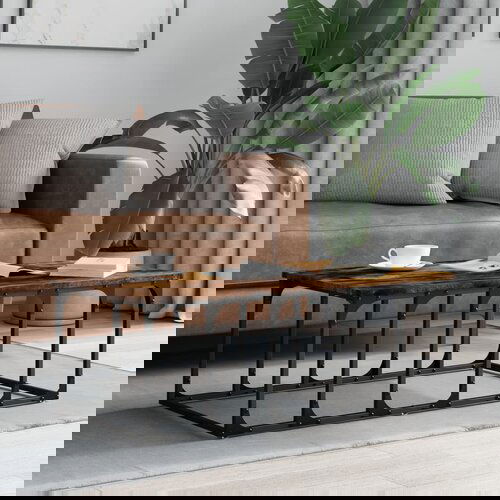 VidaXL Stolić za kavu boja hrasta 100 x 50 x 35 5 cm konstruirano drvo Slike