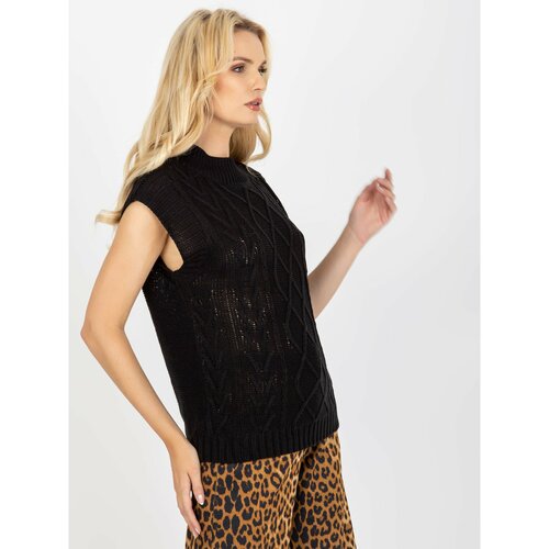 Fashion Hunters Black, knitted vest with braids from SUBLEVEL Slike