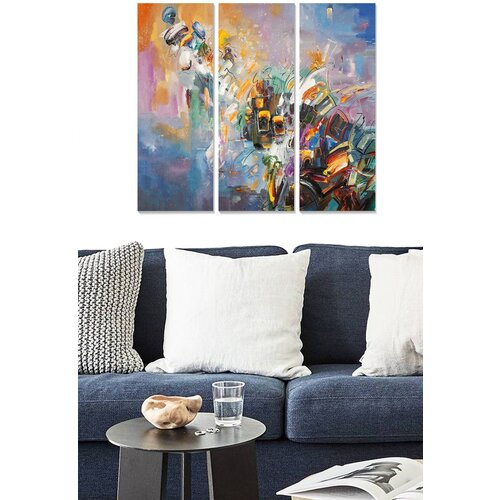 Wallity MDF1099772342 multicolor decorative mdf painting (3 pieces) Cene