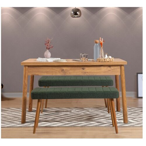 Hanah home Set Trpezarijski sto i 2 klupe Costa 1070, Zeleni Cijene