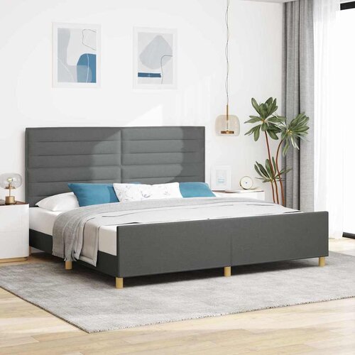  Krevetna konstrukcija Tamno siva 200 x 200 cm tkanina Slike
