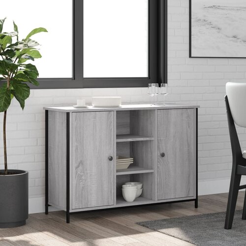 VidaXL Komoda siva boja hrasta 100 x 35 x 70 cm od konstruiranog drva Slike